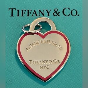 Tiffany & Co. Return To Tiffany Size Large Enamel Outline Pink Heart Tag Charm